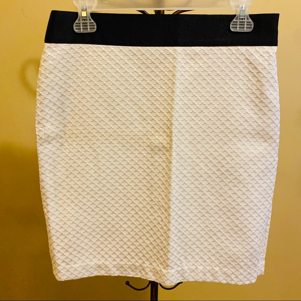 White Textured Midi Skirt